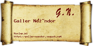 Galler Nándor névjegykártya